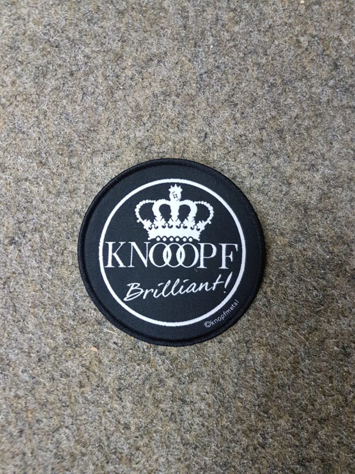 KNOPF Aufnäher / Patch"brilliant" klein weiß/schwarz